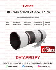 Lente Canon RF 100-500 mm. F/4.5-7.1L IS USM